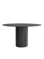 Vintage Yuvarlak Siyah Ahşap Bohem Masa 100x100