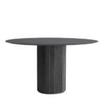 Vintage Yuvarlak Siyah Ahşap Bohem Masa 130x130