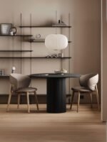 Vintage Yuvarlak Siyah Ahşap Bohem Masa 130x130 - Görsel 2