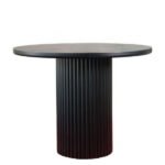 Arya Yuvarlak Siyah Ahşap Bohem Masa 90x90