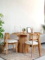 Acantus Natural Ahşap Yemek Masası 110x110 - Görsel 5