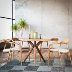 Achanthus Natural Ahşap Masa Sandalye Takımı 100x100