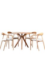 Achanthus Natural Ahşap Masa Sandalye Takımı 100x100 - Görsel 2