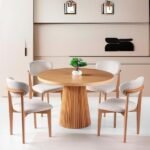 Ares İskandinav Natural Ahşap Masa Sandalye Takımı 100x100