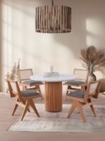 Arya Yuvarlak Ahşap Bohem Masa 120x120 - Görsel 26