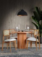 Aspendos İskandinav Natural Ahşap Masa Sandalye Takımı 90x90 - Görsel 6
