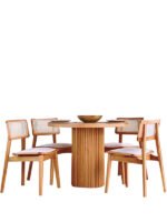 Athena İskandinav Natural Ahşap Masa Sandalye Takımı 100x100 - Görsel 2