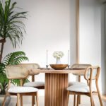 Bergen İskandinav Natural Ahşap Masa Sandalye Takımı 100x100