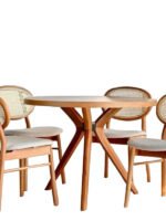 Berlin Natural Ahşap Masa Sandalye Takımı 100x100 - Görsel 2