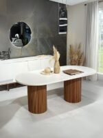 Echo İskandinav Oval Ahşap Bohem Masa 90x160 - Görsel 5