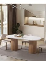 Echo İskandinav Oval Natural Ahşap Bohem Masa 90x160 - Görsel 8