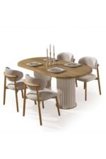 Echo İskandinav Oval Natural Ahşap Bohem Masa 90x160 - Görsel 15