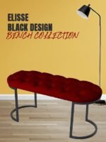 Elisse Siyah Metal Ayaklı Bench Puf - Görsel 13