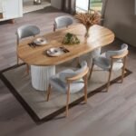 Heloise Bohem Natural Ahşap Masa Sandalye Takımı 90x180