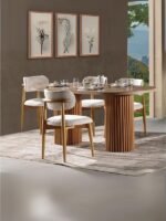 Heloise Bohem Natural Ahşap Masa Sandalye Takımı 90x180 - Görsel 5