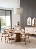 Heloise Bohem Natural Ahşap Masa Sandalye Takımı 90x180 - Görsel 17