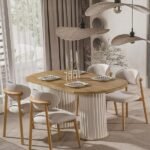 Horizon İskandinav Oval Natural Ahşap Bohem Masa 80x190