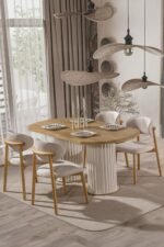 İris İskandinav Ahşap Masa Sandalye Takımı 80x190 - Görsel 2