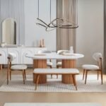 Louise Bohem Natural Ahşap Masa Sandalye Takımı 90x190