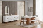 Louise Bohem Natural Ahşap Masa Sandalye Takımı 90x190 - Görsel 3