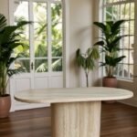 Lucca Oval Traverten Masa, 90x170