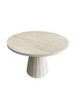 Lucca Piramit Yuvarlak Traverten Masa, 100x100 - Görsel 2