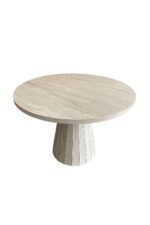 Lucca Piramit Yuvarlak Traverten Masa, 100x100 - Görsel 3