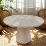 Lucca Yuvarlak Traverten Masa, Konik 110x110