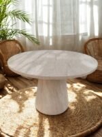 Lucca Yuvarlak Traverten Masa, Konik 110x110