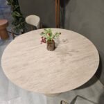 Lucca Yuvarlak Traverten Masa, Konik 120x120 - Görsel 4