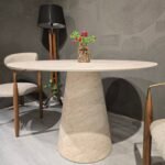 Lucca Yuvarlak Traverten Masa, Konik 120x120 - Görsel 5