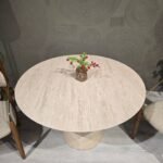 Lucca Yuvarlak Traverten Masa, Konik 120x120 - Görsel 8