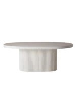 Luna Oval Beyaz Ahşap Bohem Masa 80x150 - Görsel 2