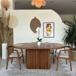 Luna Oval Ceviz Ahşap Bohem Masa 80x150