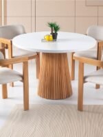 Milas Natural Ahşap Bohem Yemek Masası 100x100 - Görsel 3