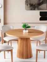 Milas Natural Ahşap Bohem Yemek Masası 120x120 - Görsel 4