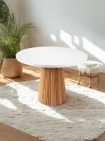 Milas Natural Ahşap Bohem Yemek Masası 120x120 - Görsel 5
