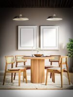 Myra İskandinav Natural Ahşap Masa Sandalye Takımı 90x90