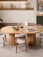 Narven Bohem Natural Ahşap Masa Sandalye Takımı 90x180 - Görsel 3