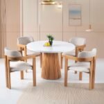 Norac İskandinav Natural Ahşap Masa Sandalye Takımı 100x100