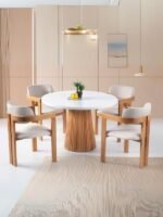 Norac İskandinav Natural Ahşap Masa Sandalye Takımı 100x100