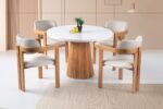 Norac İskandinav Natural Ahşap Masa Sandalye Takımı 100x100 - Görsel 2
