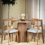 Ocean İskandinav Natural Ahşap Masa Sandalye Takımı 100x100