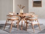 Oslo Natural Ahşap Masa Sandalye Takımı 100x100 - Görsel 2