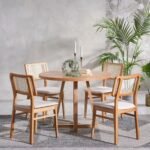 Posedion Natural Ahşap Masa Sandalye Takımı 110x110 - Görsel 2