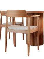 Sardes İskandinav Natural Ahşap Masa Sandalye Takımı 90x90 - Görsel 2