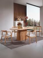 Savana Oval Ahşap Bohem Yemek Masası 80x160 - Görsel 7