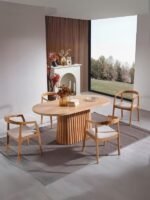 Savana Oval Ahşap Bohem Yemek Masası 80x160 - Görsel 8