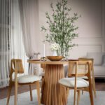 Seraphine İskandinav Natural Ahşap Masa Sandalye Takımı 110x110