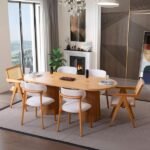 Stella İskandinav Natural Ahşap Masa Sandalye Takımı 90x200